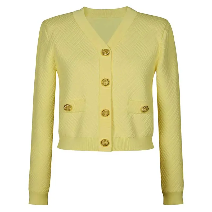 Knit Crop Top Skirt Suit Button-Up Cardigan Jacket   Mini Skirt Set
