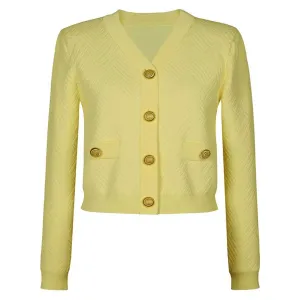 Knit Crop Top Skirt Suit Button-Up Cardigan Jacket   Mini Skirt Set