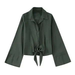 Ladies Long Sleeve Bow Shirts Tops Side Split Pleated Skirts Sets