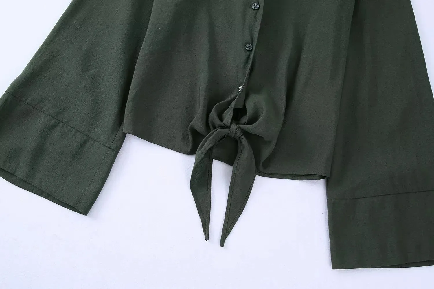 Ladies Long Sleeve Bow Shirts Tops Side Split Pleated Skirts Sets