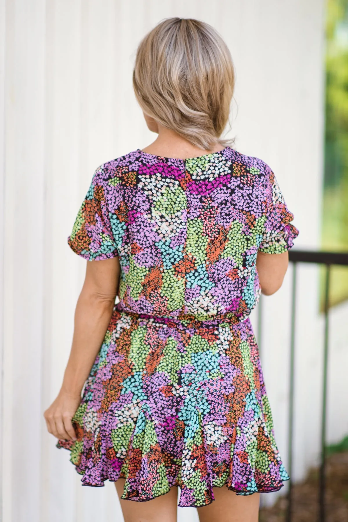 Lavender Multicolor Floral Smocked Waist Dress