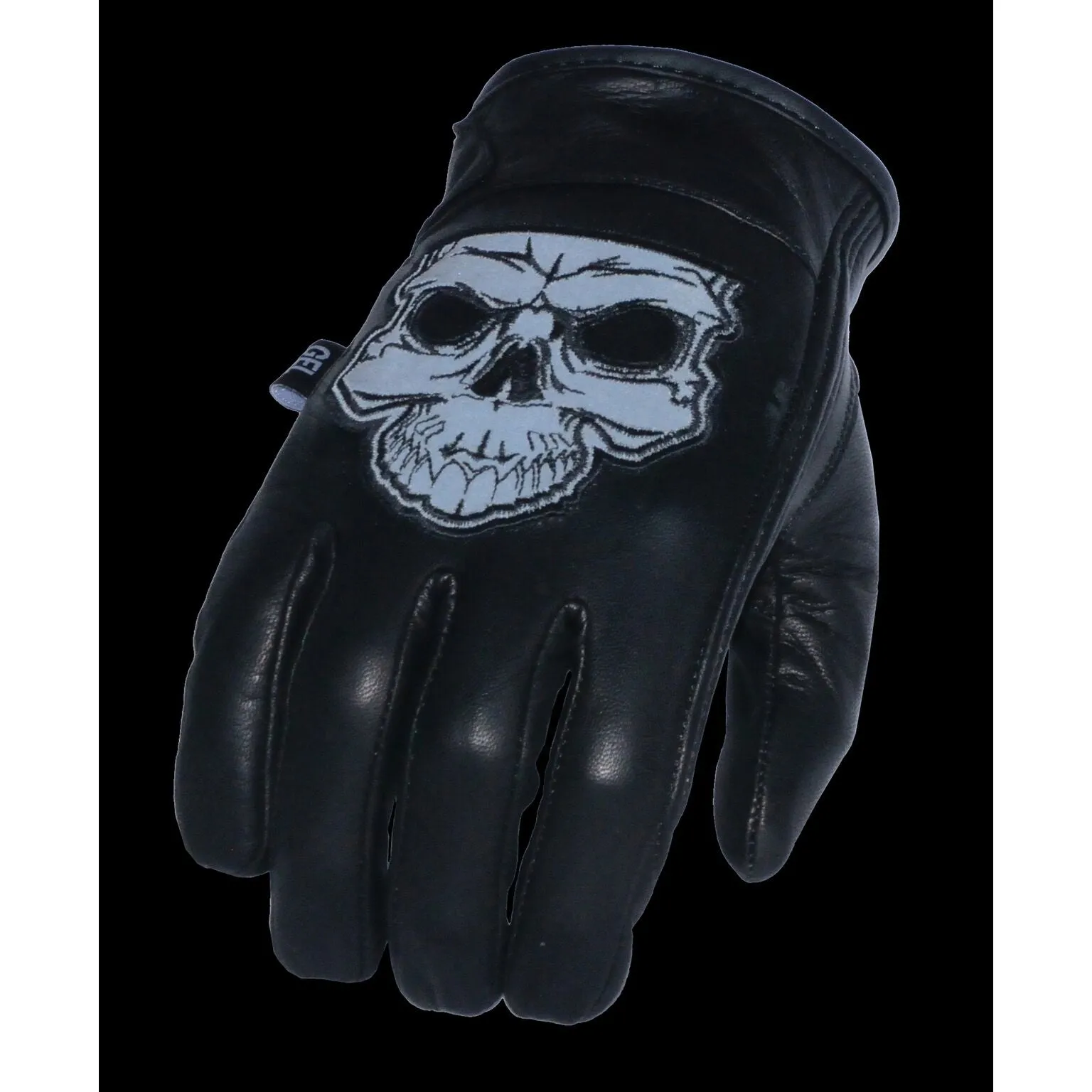 Leather Reflective Skull Riding Gloves