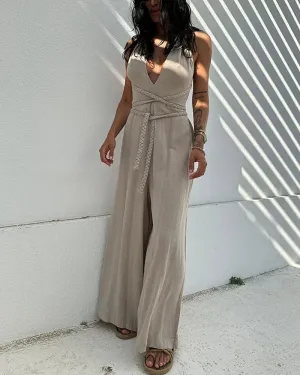Lente | Comfy Geflochtener Jumpsuit mit Spitze