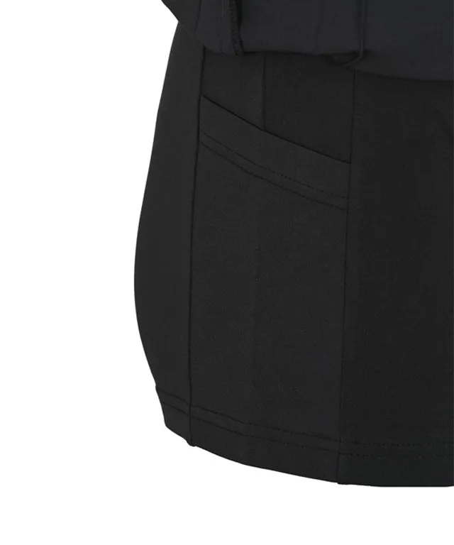 LENUCU Logo Banding Pleated Skirt - Black