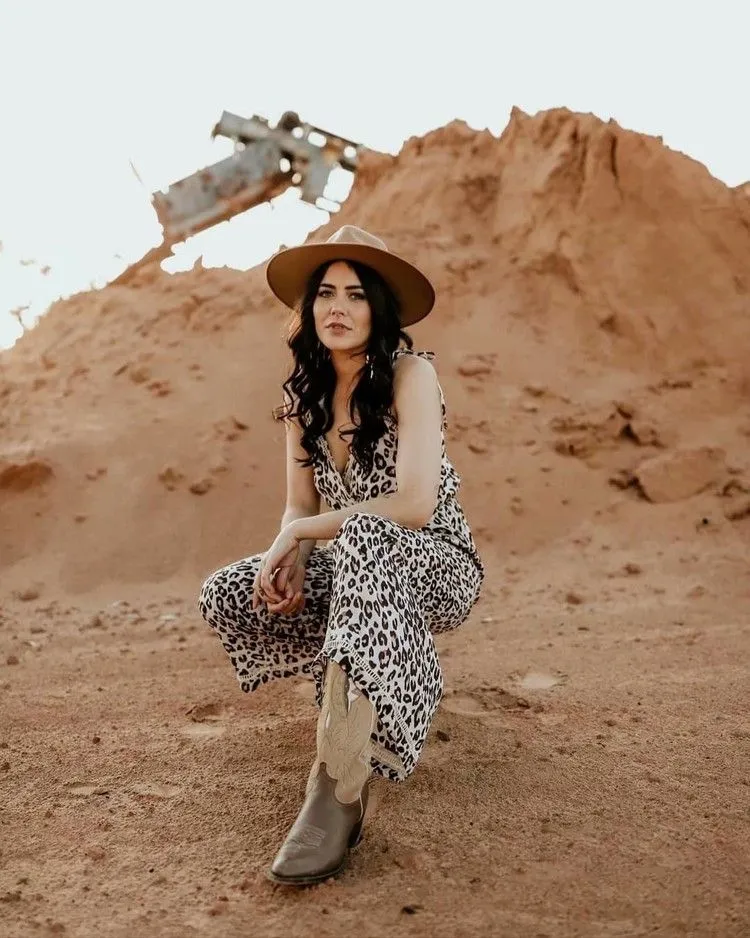 Leopard Print Suspenders Jumpsuit Lace-up Rompers Wide Leg Pants