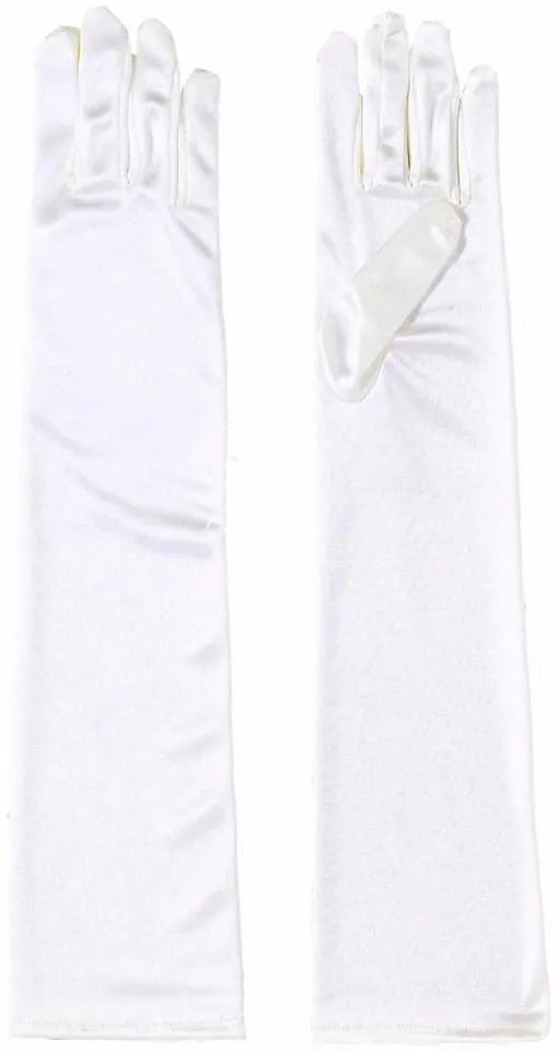 Long Beige Satin Gloves