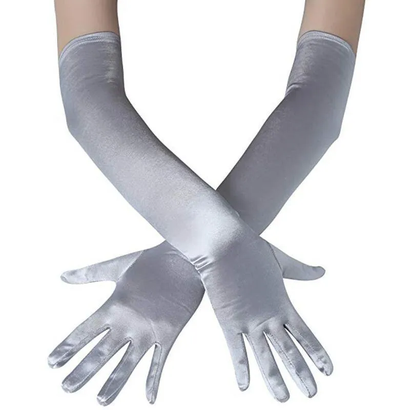 Long Satin Gloves - Gold or Silver