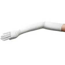 Long White Satin Gloves