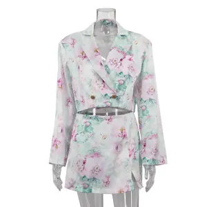 Loose-fitting Polo Collar Top  Skirt Outfit - Fashionable Long Sleeve Set
