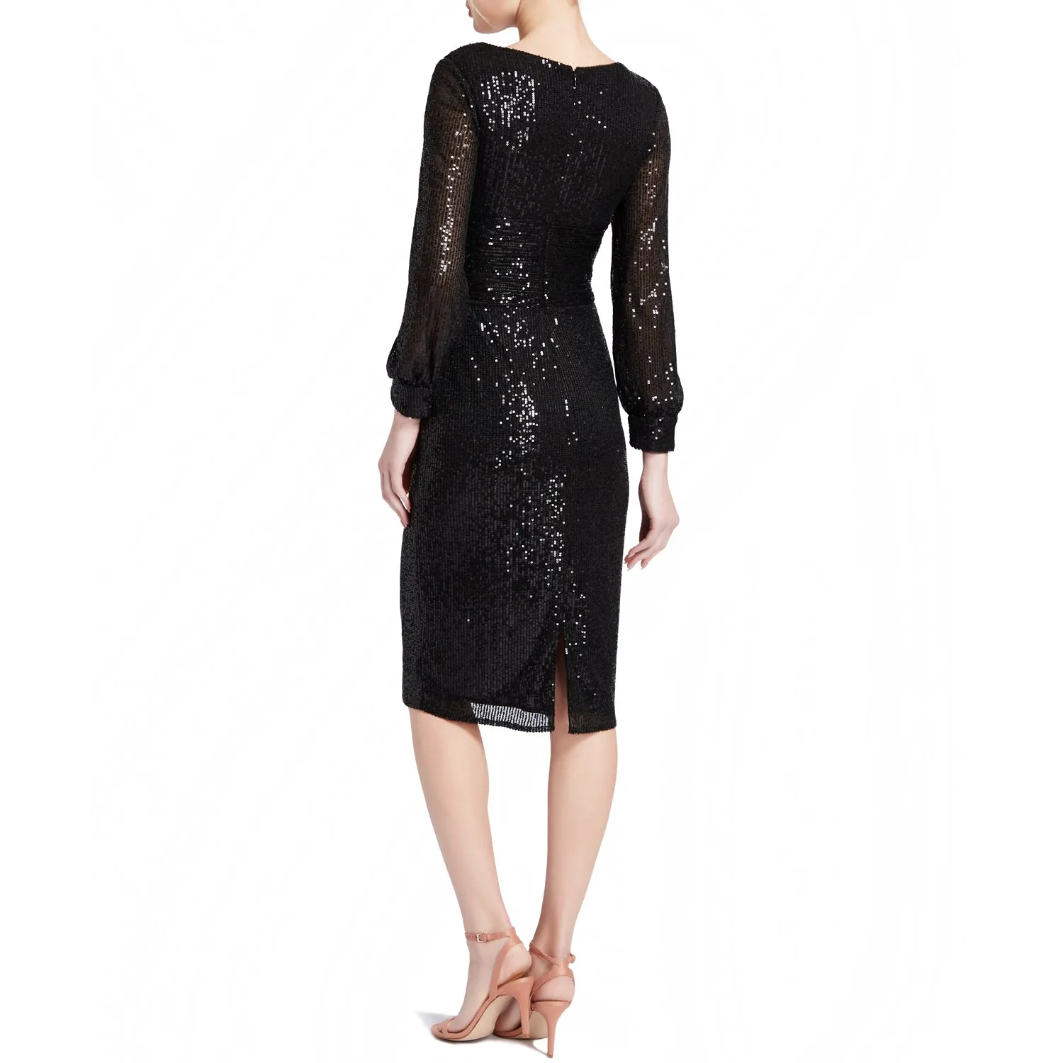MACloth Women Empire V Neck Long sleeves Sequin Short Cocktail Party Dresses
