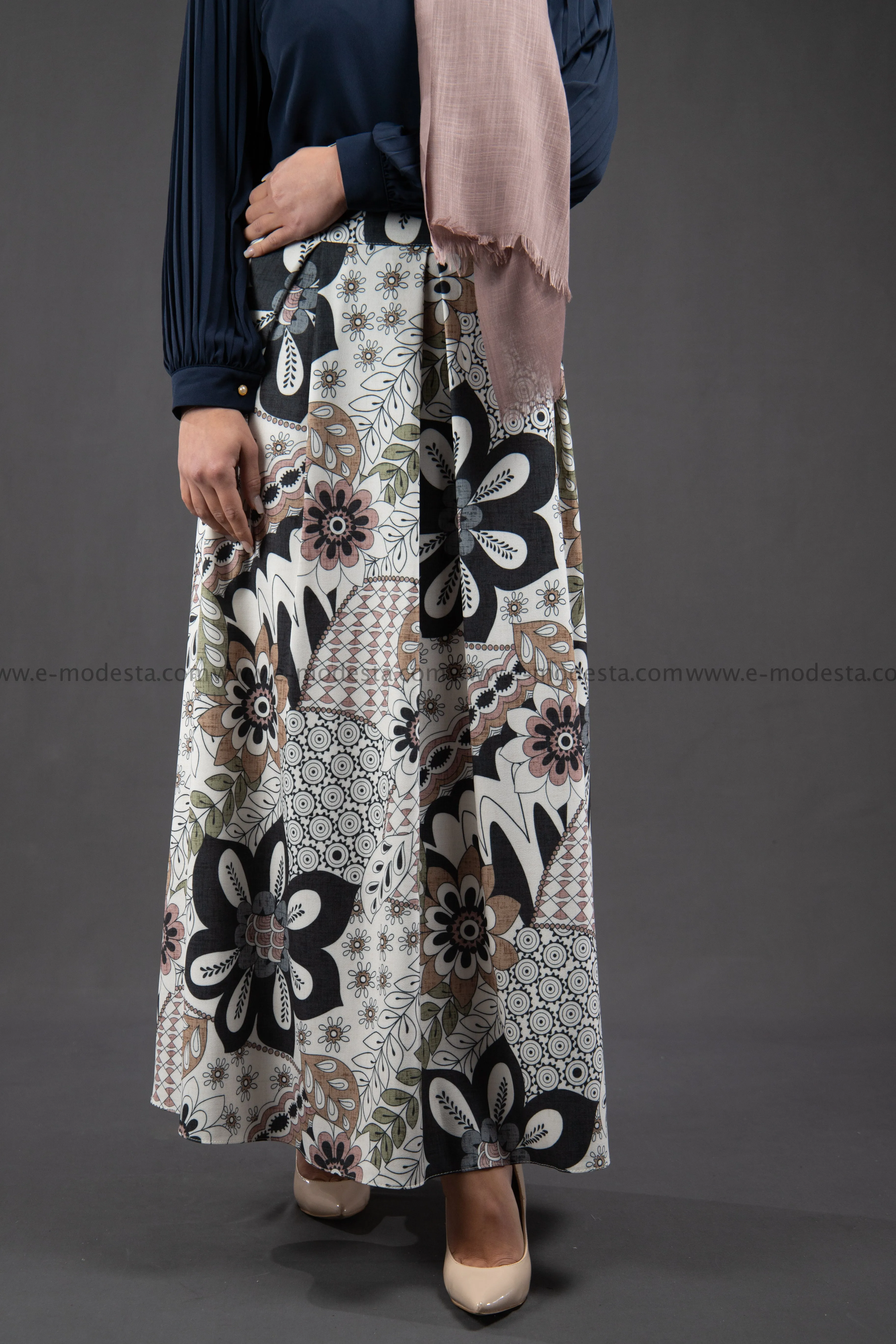 Maxi Floral Skirt | Pink & Blue | Lined from Inside