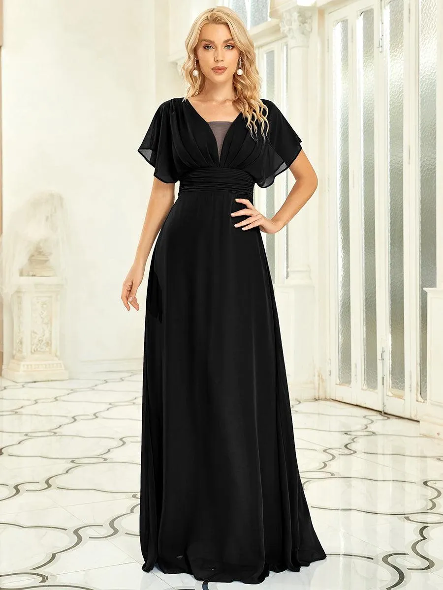 Maxi robe de soirée en mousseline de soie taille empire pour femmes