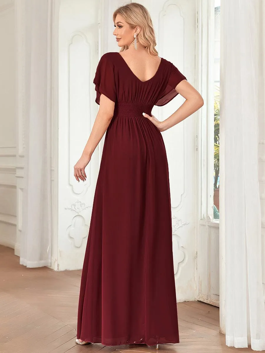 Maxi robe de soirée en mousseline de soie taille empire pour femmes