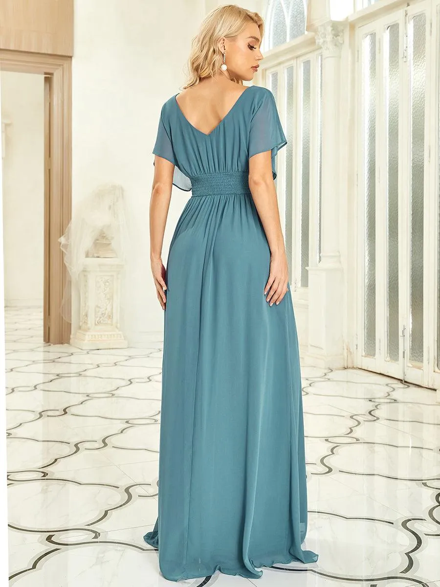 Maxi robe de soirée en mousseline de soie taille empire pour femmes
