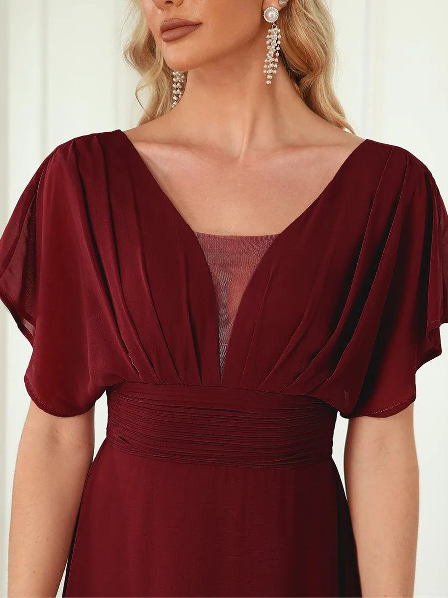 Maxi robe de soirée en mousseline de soie taille empire pour femmes