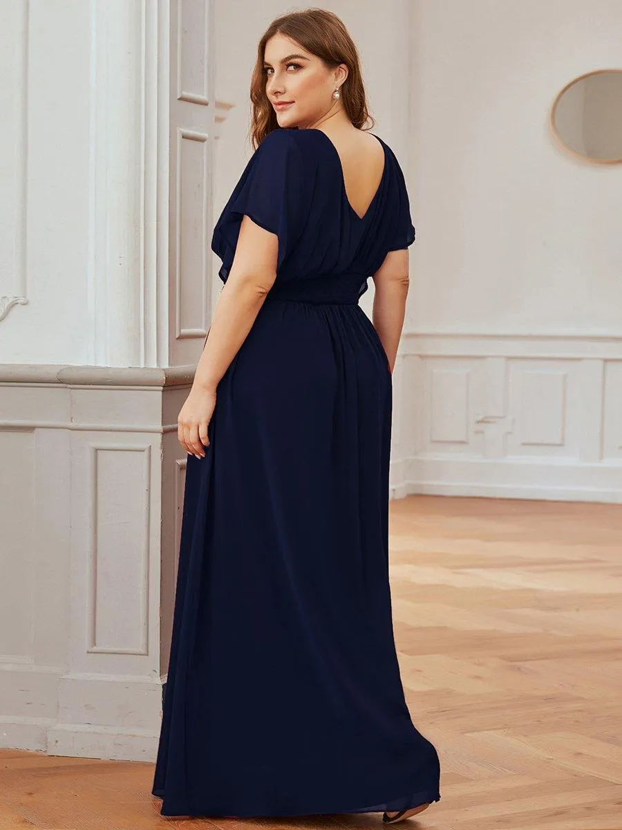 Maxi robe de soirée en mousseline de soie taille empire pour femmes