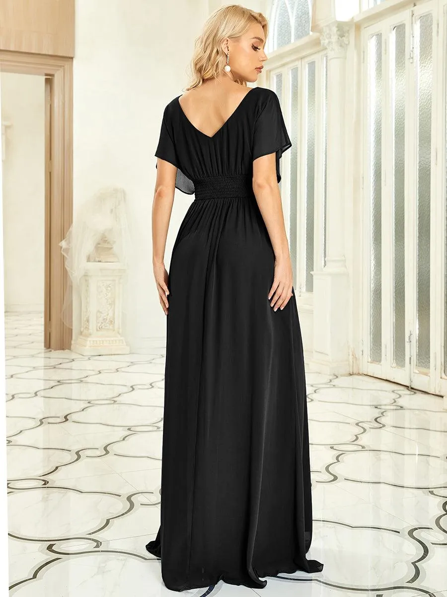 Maxi robe de soirée en mousseline de soie taille empire pour femmes