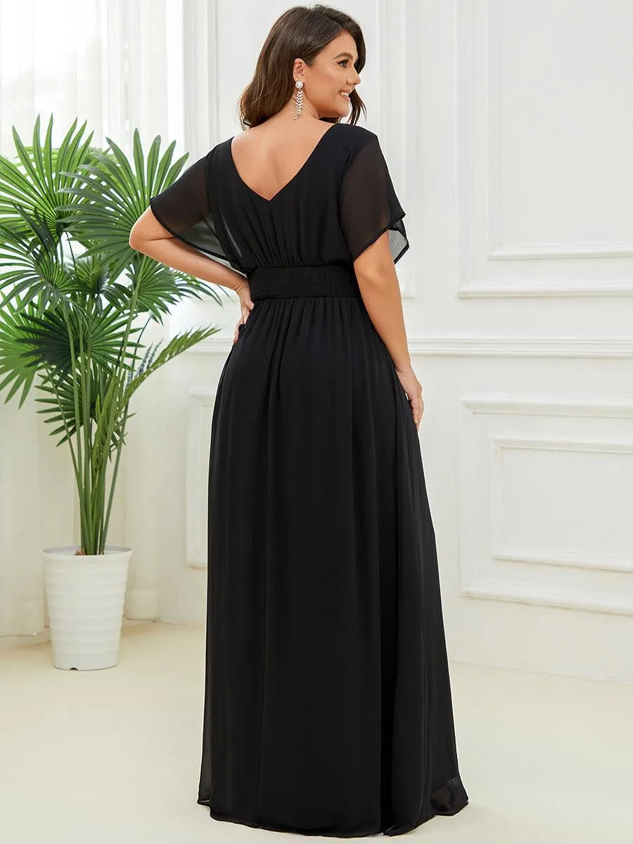 Maxi robe de soirée en mousseline de soie taille empire pour femmes