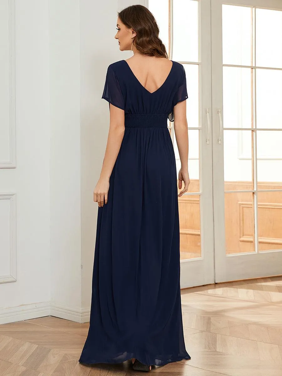 Maxi robe de soirée en mousseline de soie taille empire pour femmes