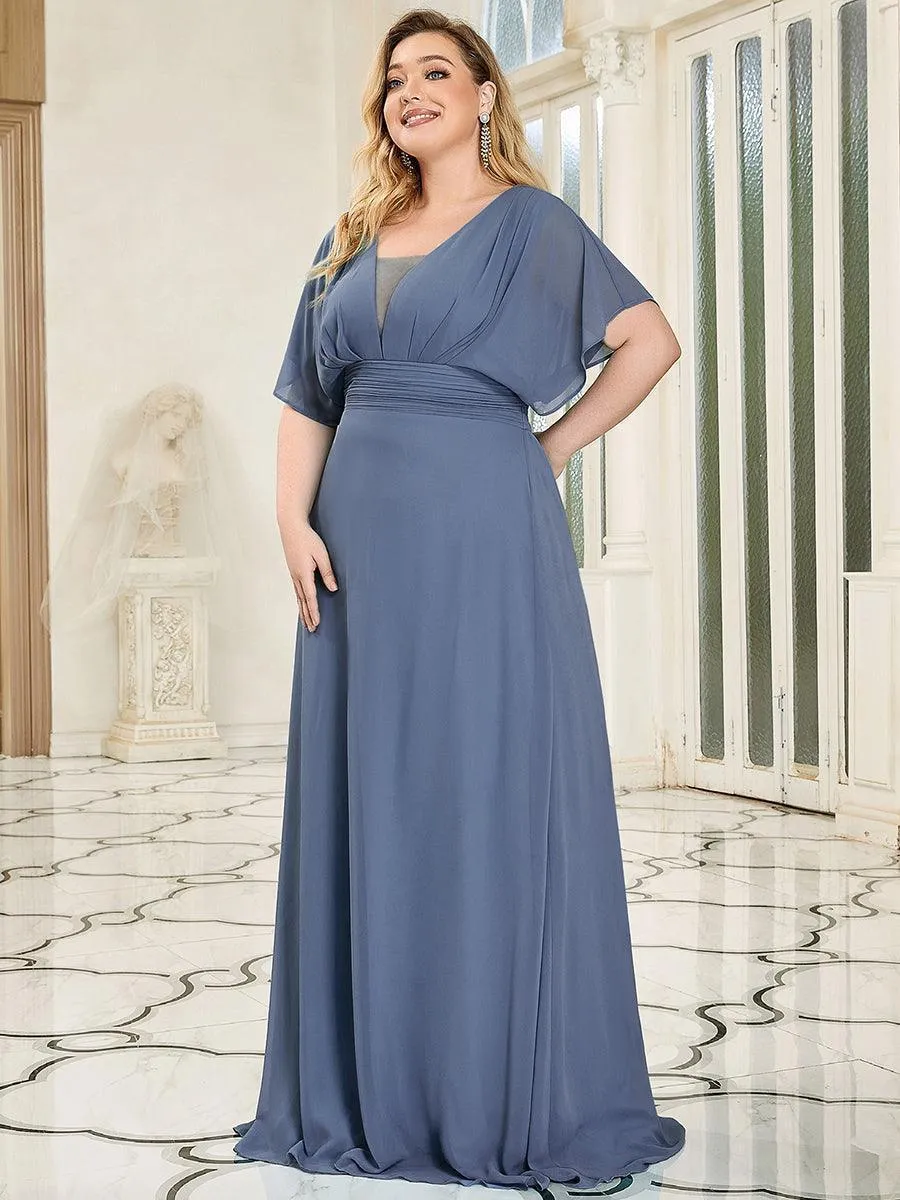 Maxi robe de soirée en mousseline de soie taille empire pour femmes