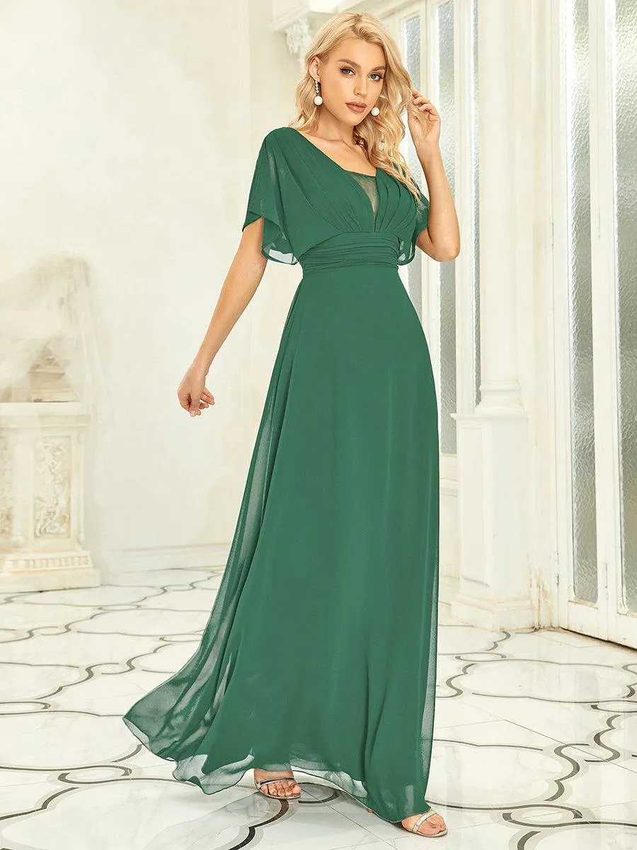 Maxi robe de soirée en mousseline de soie taille empire pour femmes