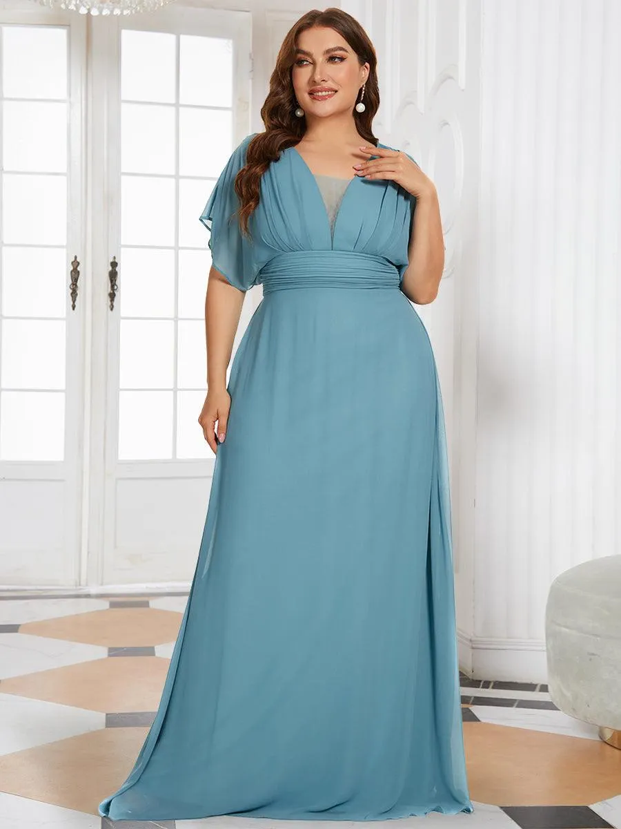 Maxi robe de soirée en mousseline de soie taille empire pour femmes
