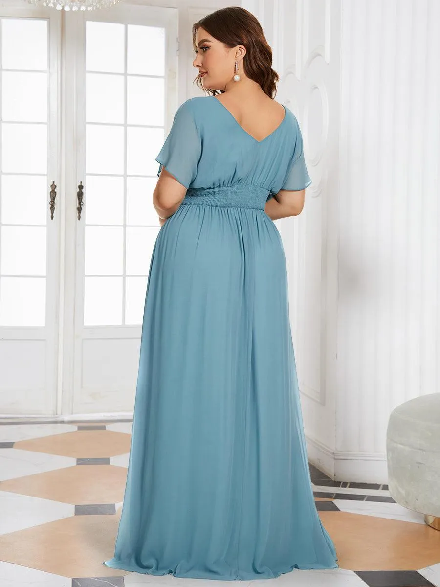 Maxi robe de soirée en mousseline de soie taille empire pour femmes