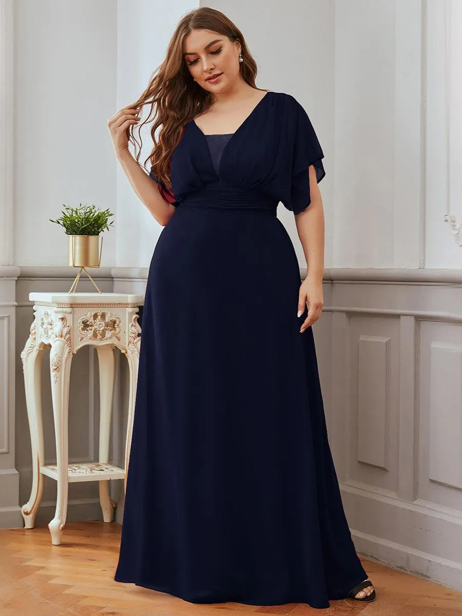 Maxi robe de soirée en mousseline de soie taille empire pour femmes