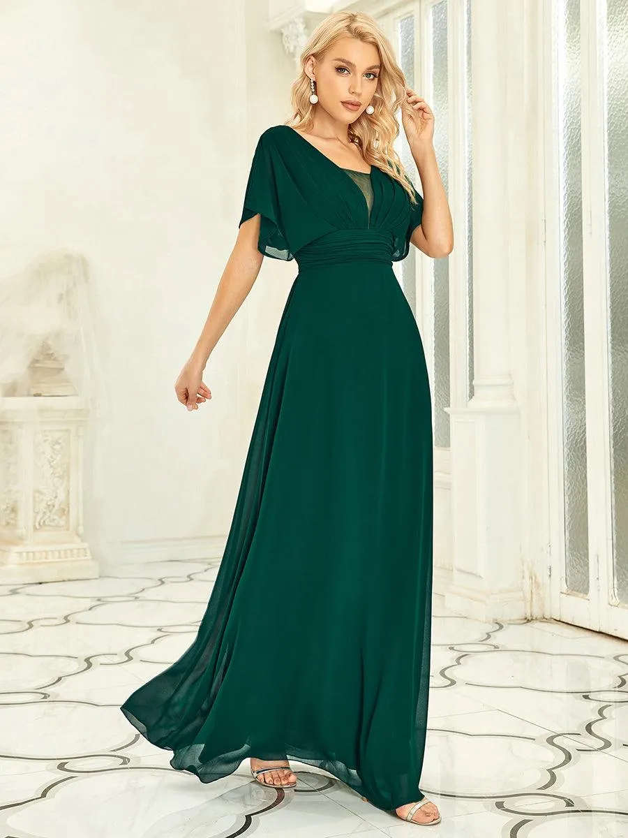 Maxi robe de soirée en mousseline de soie taille empire pour femmes