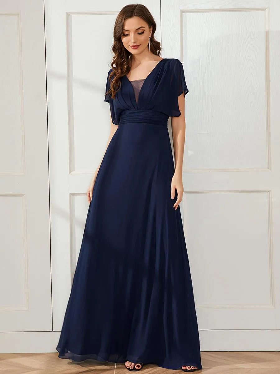 Maxi robe de soirée en mousseline de soie taille empire pour femmes