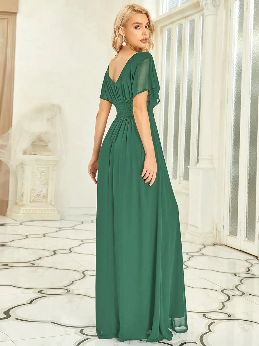 Maxi robe de soirée en mousseline de soie taille empire pour femmes
