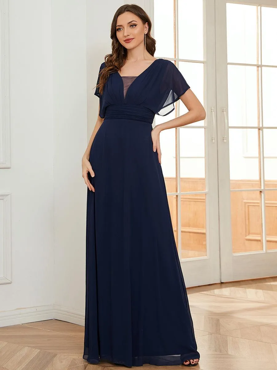 Maxi robe de soirée en mousseline de soie taille empire pour femmes