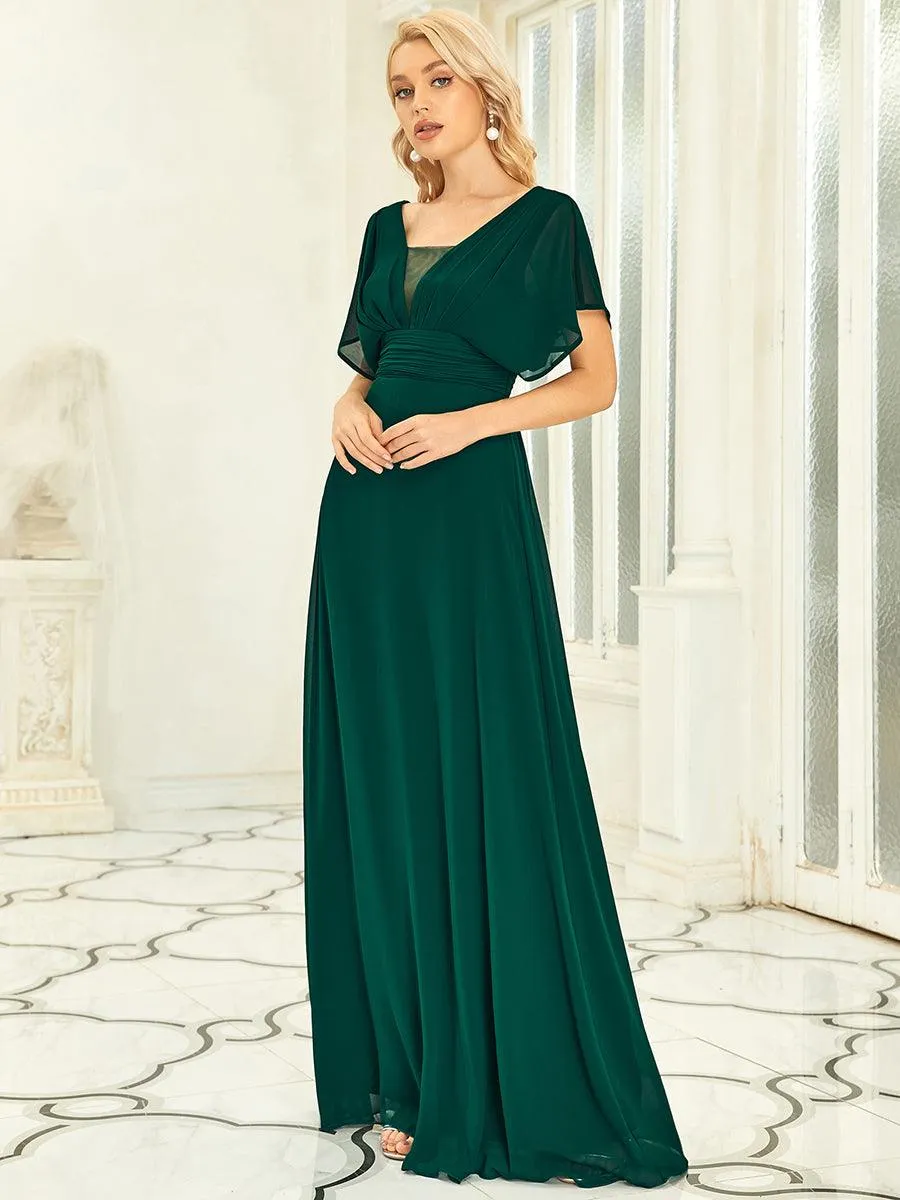 Maxi robe de soirée en mousseline de soie taille empire pour femmes