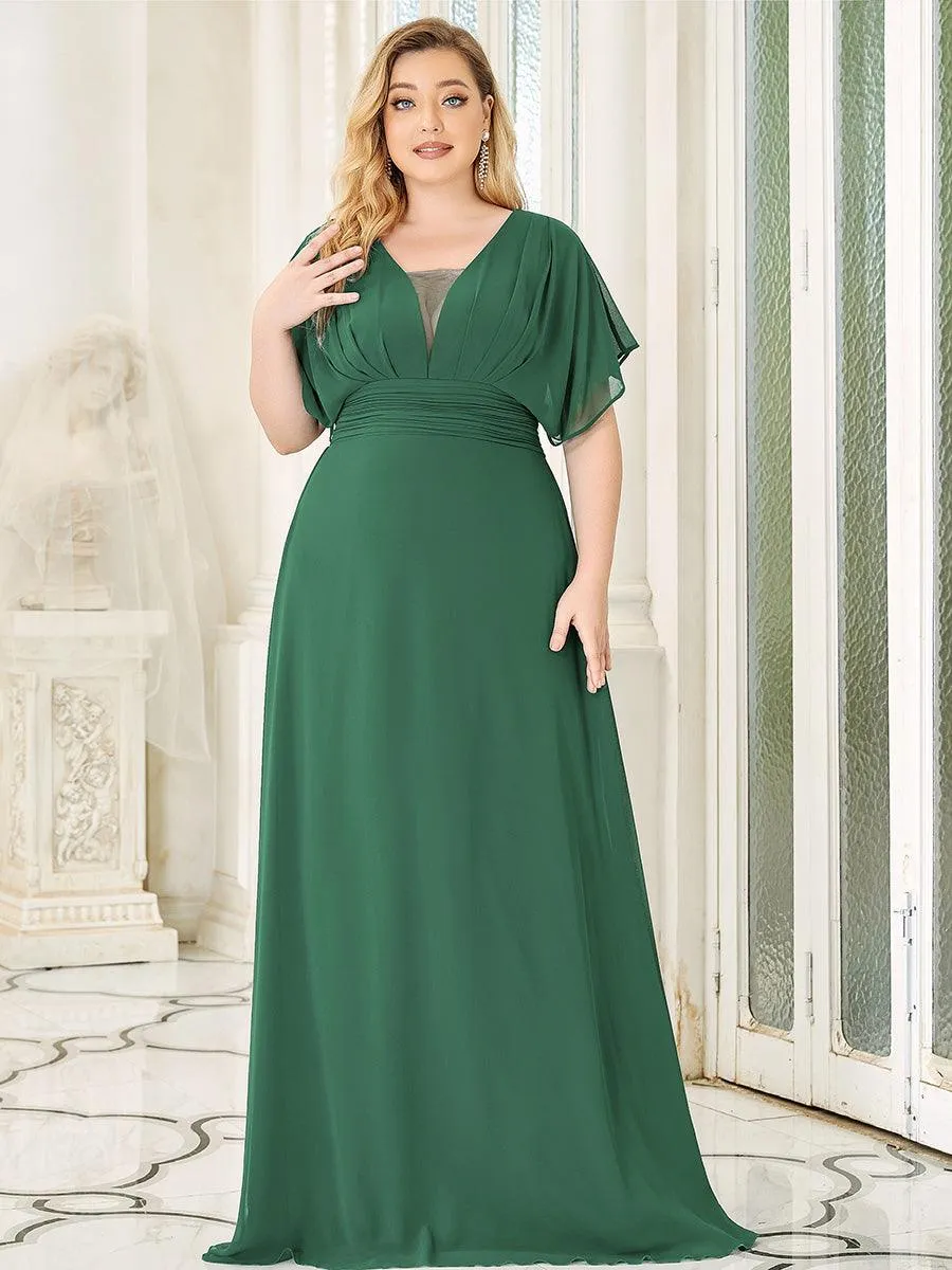 Maxi robe de soirée en mousseline de soie taille empire pour femmes