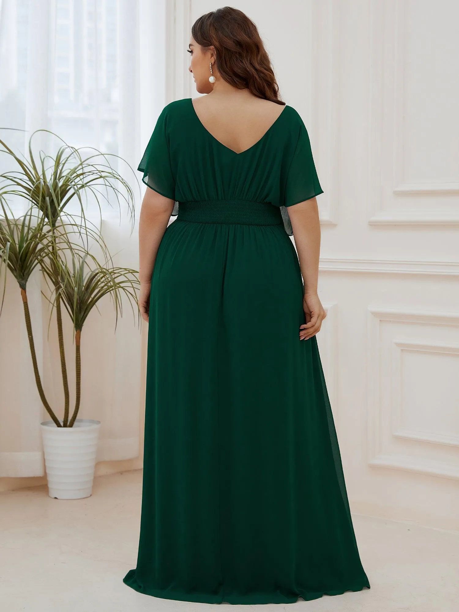 Maxi robe de soirée en mousseline de soie taille empire pour femmes