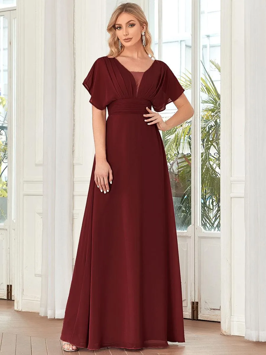 Maxi robe de soirée en mousseline de soie taille empire pour femmes
