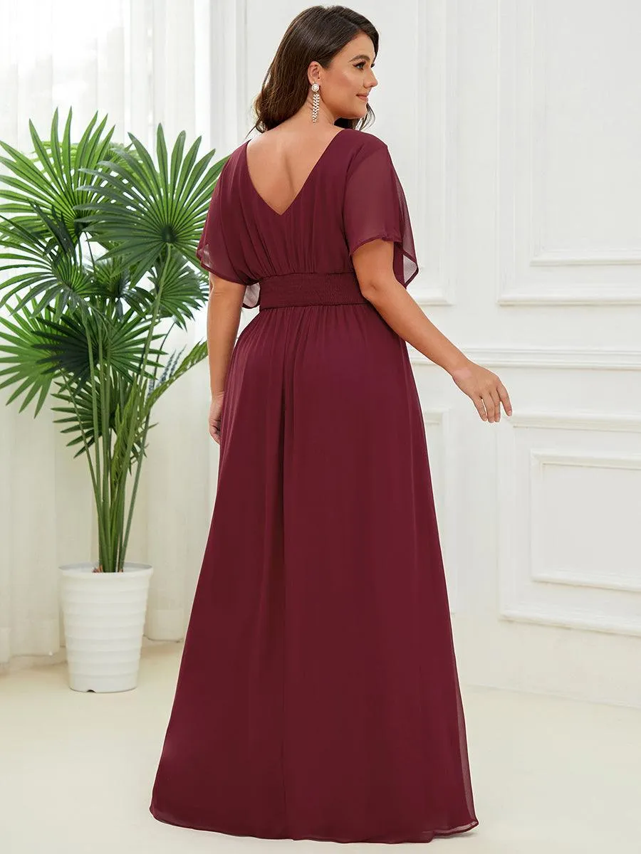Maxi robe de soirée en mousseline de soie taille empire pour femmes