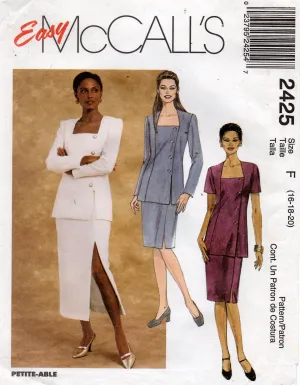 McCall's 2425 Womens Square Neck Side Buttoned Top & Skirt 1990s Vintage Sewing Pattern Size 16 - 20 UNCUT Factory Folded