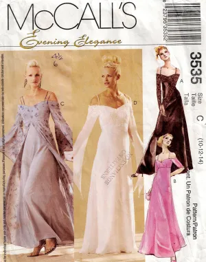 McCall's 3535 EVENING ELEGANCE Womens Empire Waisted Evening Formal Prom Gown with Overskirt Out Of Print Sewing Pattern Sizes 10 - 14 or 16 - 22 UNCUT Factory Folded