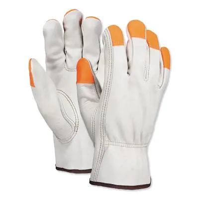 MCR Safety Select Grain Cow Leather Drivers Gloves, Lg, Unlined, Beige, 3213LCHVSP