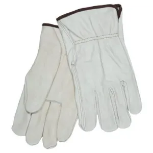 MCR Safety Unlined Drivers Gloves, Grain Cow Leather, X-Large, Beige/Blue, 3202XL