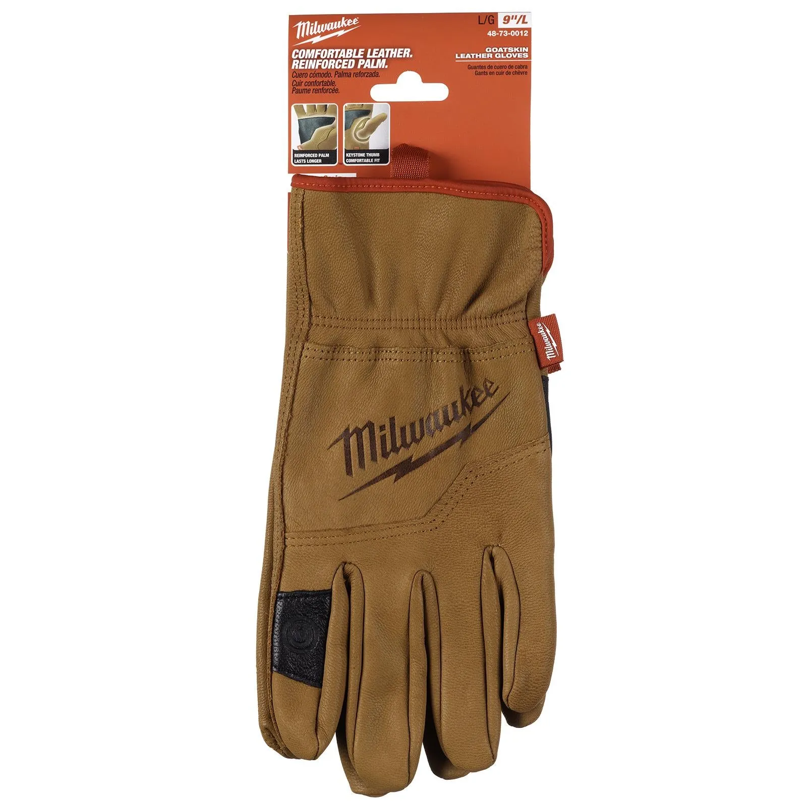 Milwaukee Safety Gloves Goatskin Leather Glove Brown Size 9 / L Large