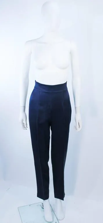 MOSCHINO Black and Silk Navy High Waist Pant Suit Size 42