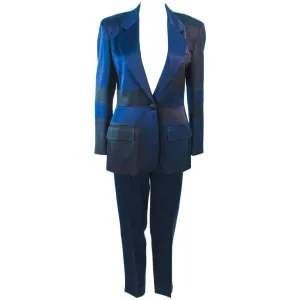 MOSCHINO Black and Silk Navy High Waist Pant Suit Size 42
