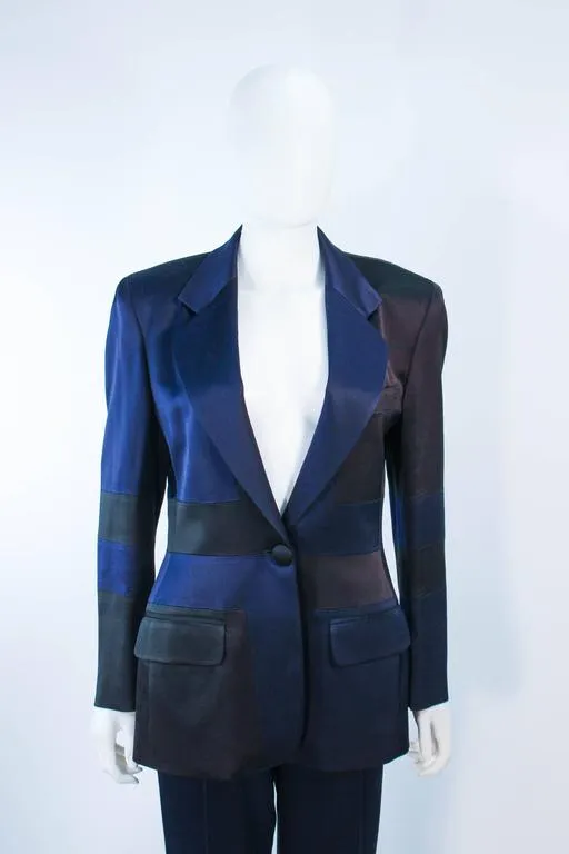 MOSCHINO Black and Silk Navy High Waist Pant Suit Size 42