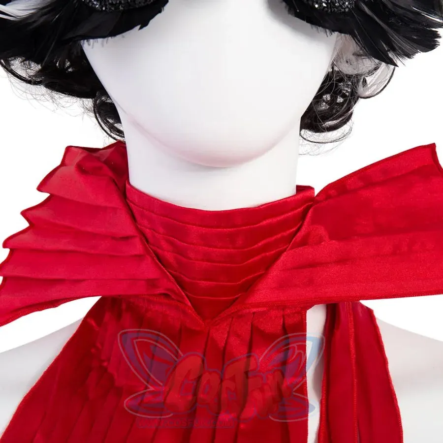 Movie Cruella Estella Cruella de Vil Red Dress Cosplay Costume C00488