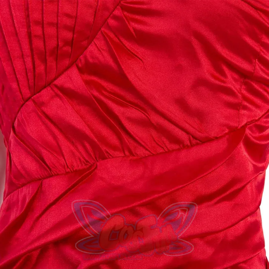 Movie Cruella Estella Cruella de Vil Red Dress Cosplay Costume C00488