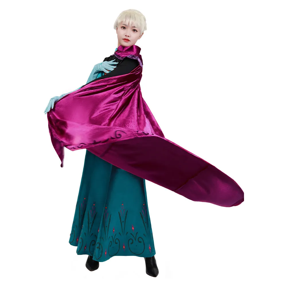 Movie Frozen Elsa Queen Costume Women Dress Outfit Cosplay Costume Halloween Carnival Costume