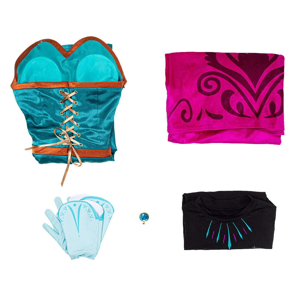 Movie Frozen Elsa Queen Costume Women Dress Outfit Cosplay Costume Halloween Carnival Costume
