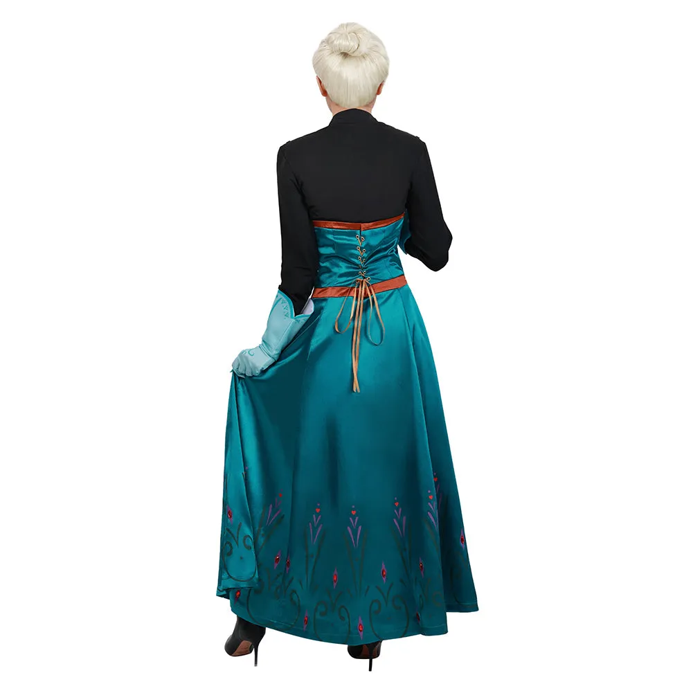 Movie Frozen Elsa Queen Costume Women Dress Outfit Cosplay Costume Halloween Carnival Costume